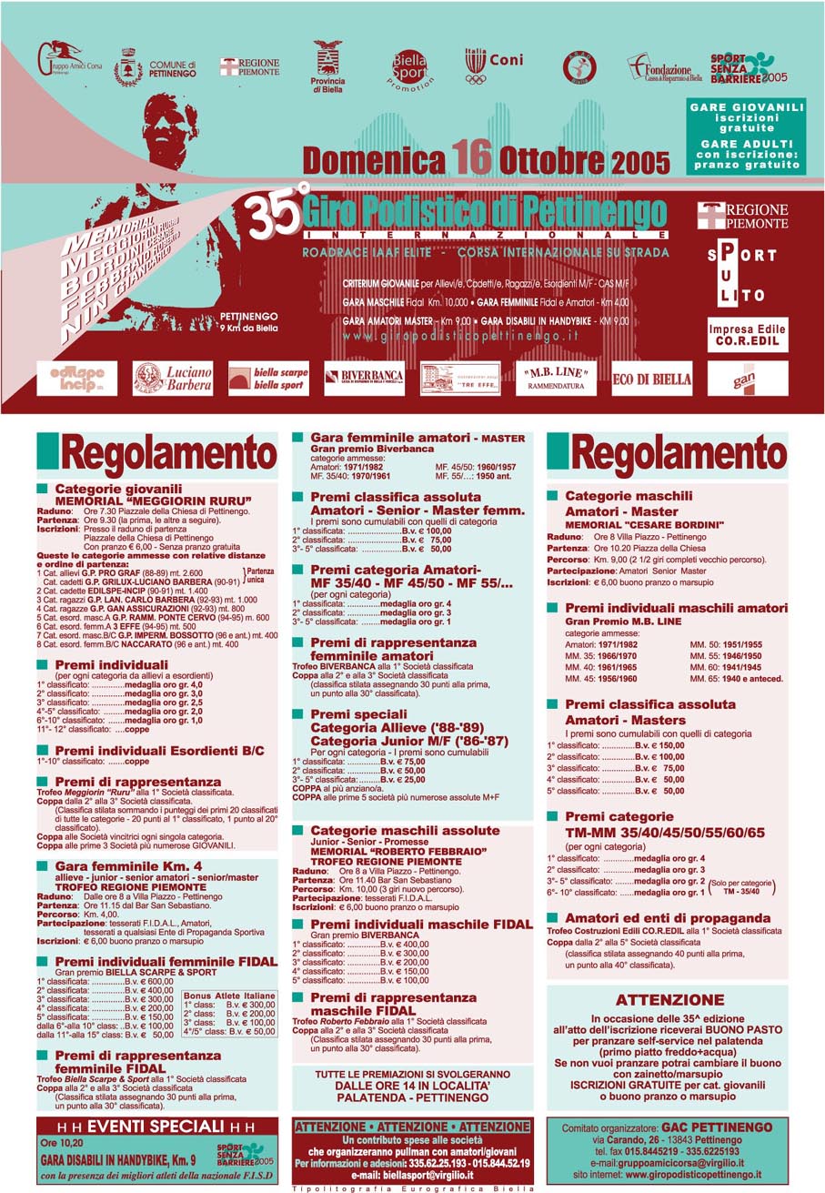 35° Giro Podistico Internazionale di Pettinengo 